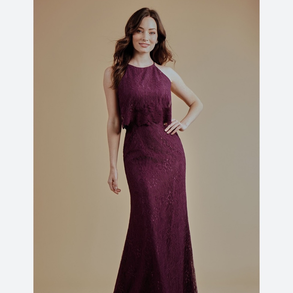 Elegant Lace Belsoie Gown in Bordeaux style no L214011
